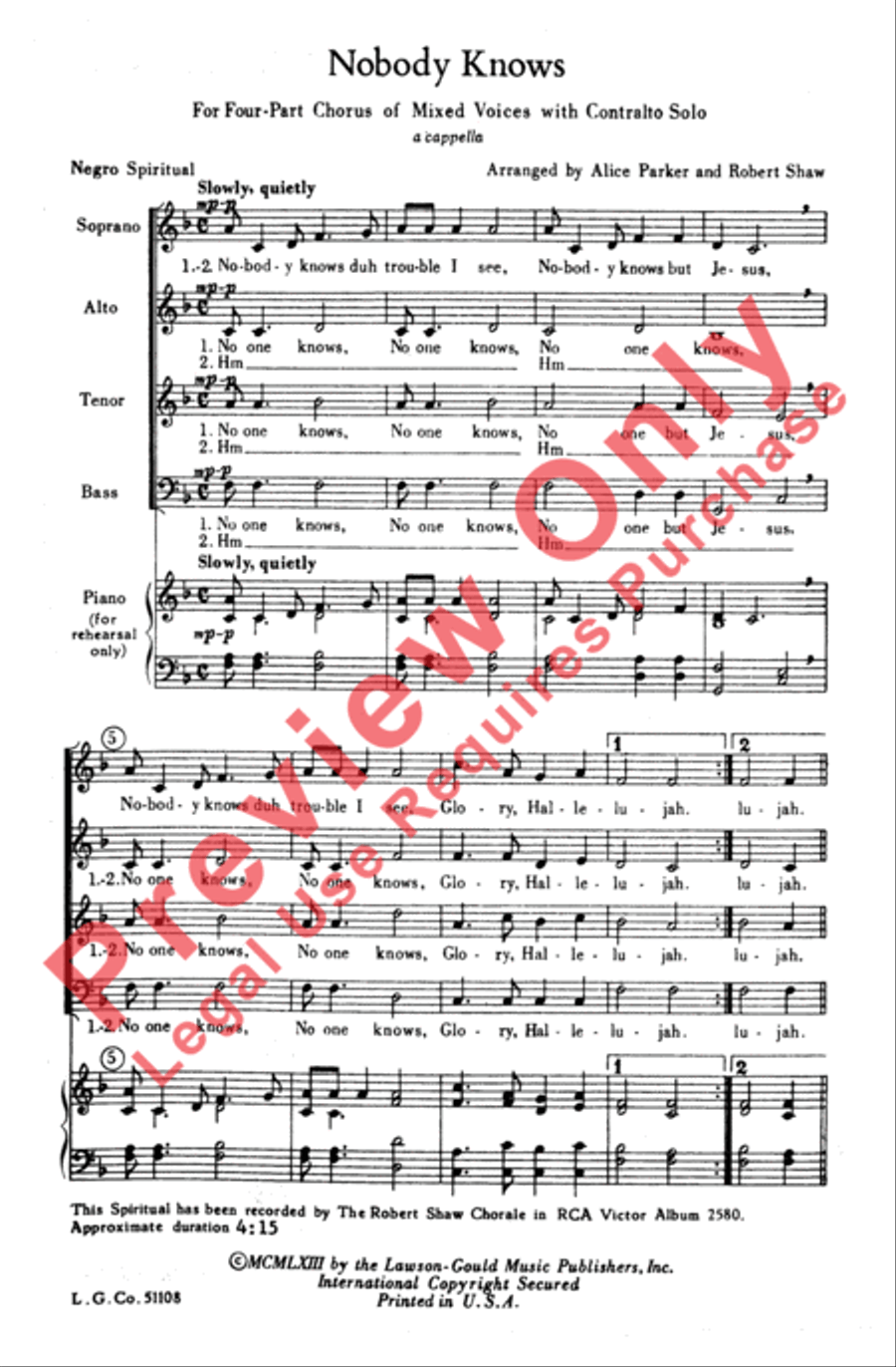 Nobody Knows 4-Part scores gallery preview page 2