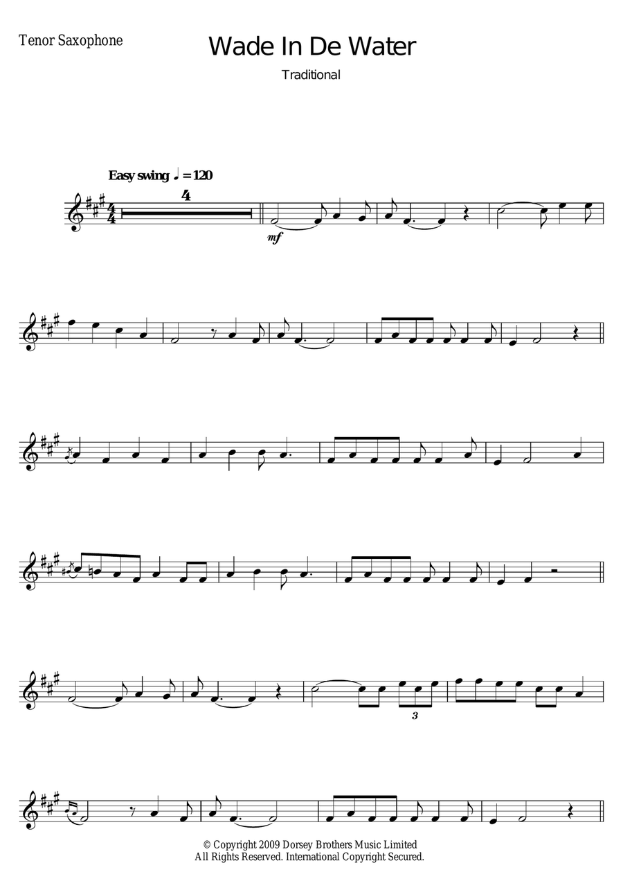 Wade In The Water Wade In The Water Tenor Saxophone scores gallery preview page 1