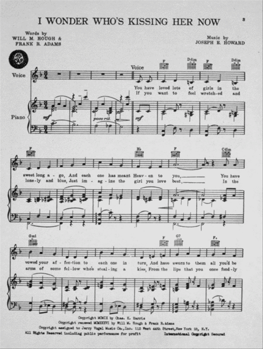 I Wonder Who's Kissing Her Now Voice scores gallery preview page 2