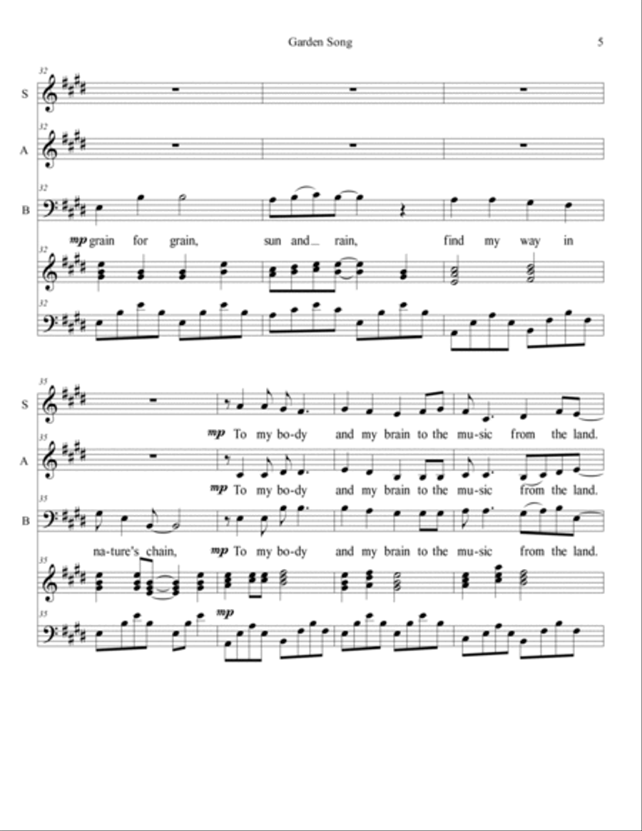 Garden Song 3-Part scores gallery preview page 5