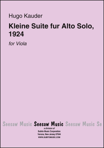 Kleine Suite fur Alto Solo (Viola), 1924