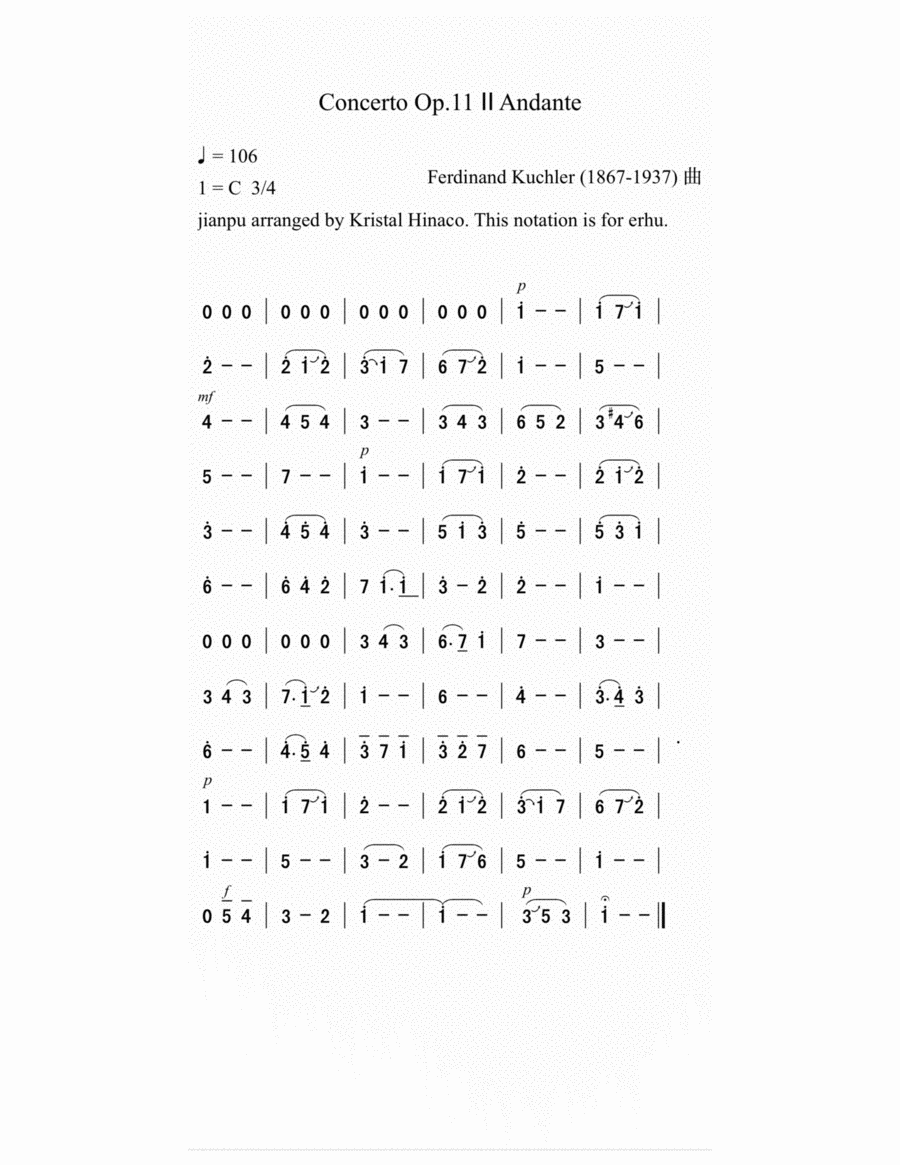 Concerto Op.11 Andante Concerto Op.11 Andante Part scores gallery preview page 1