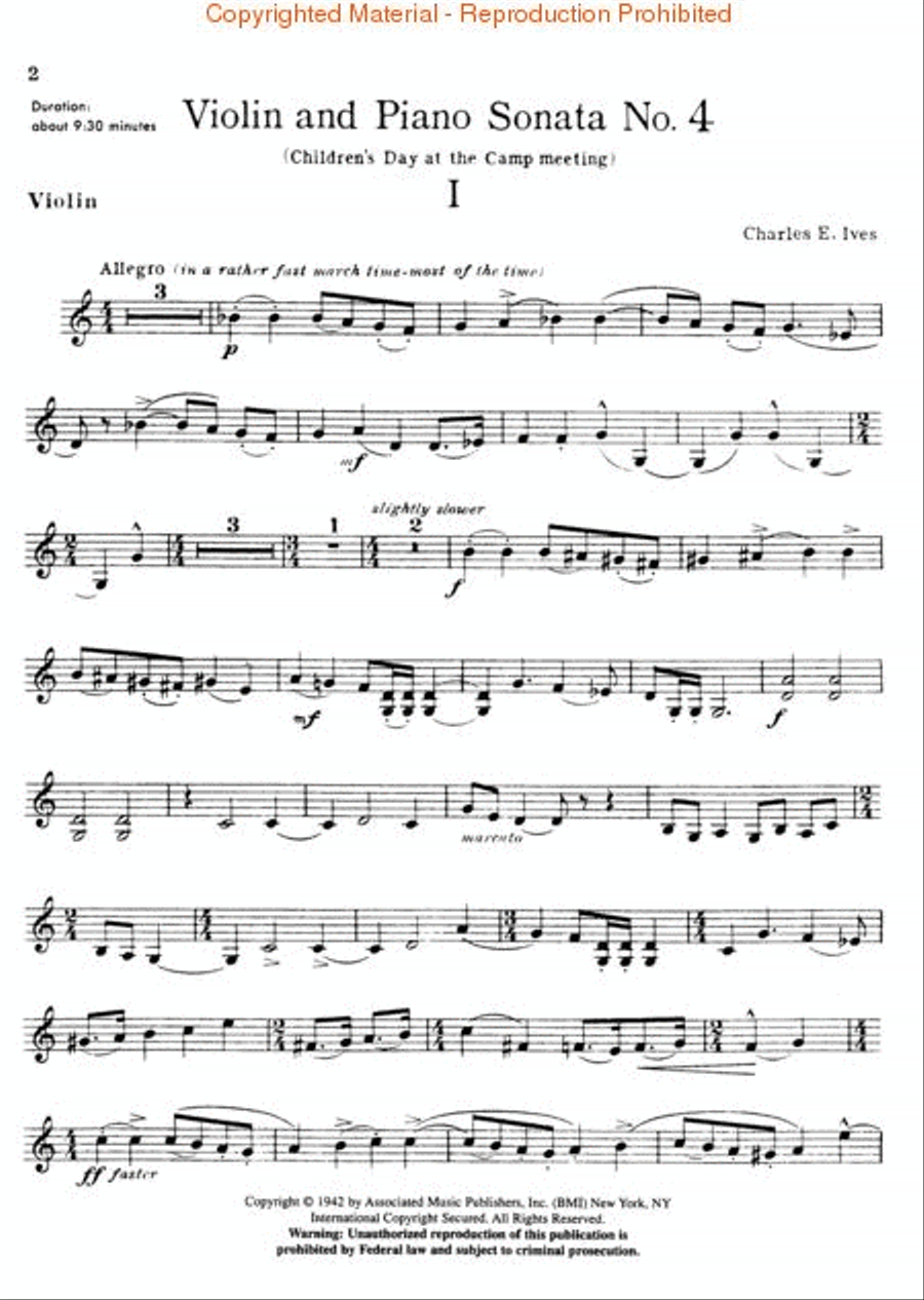 Sonata No. 4: “Childrens Day at the Camp Meeting” Violin Solo scores gallery preview page 2