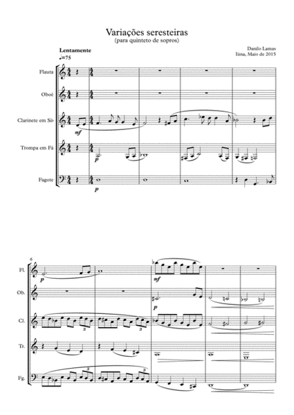 Variações Seresteiras (Woodwind quintet)