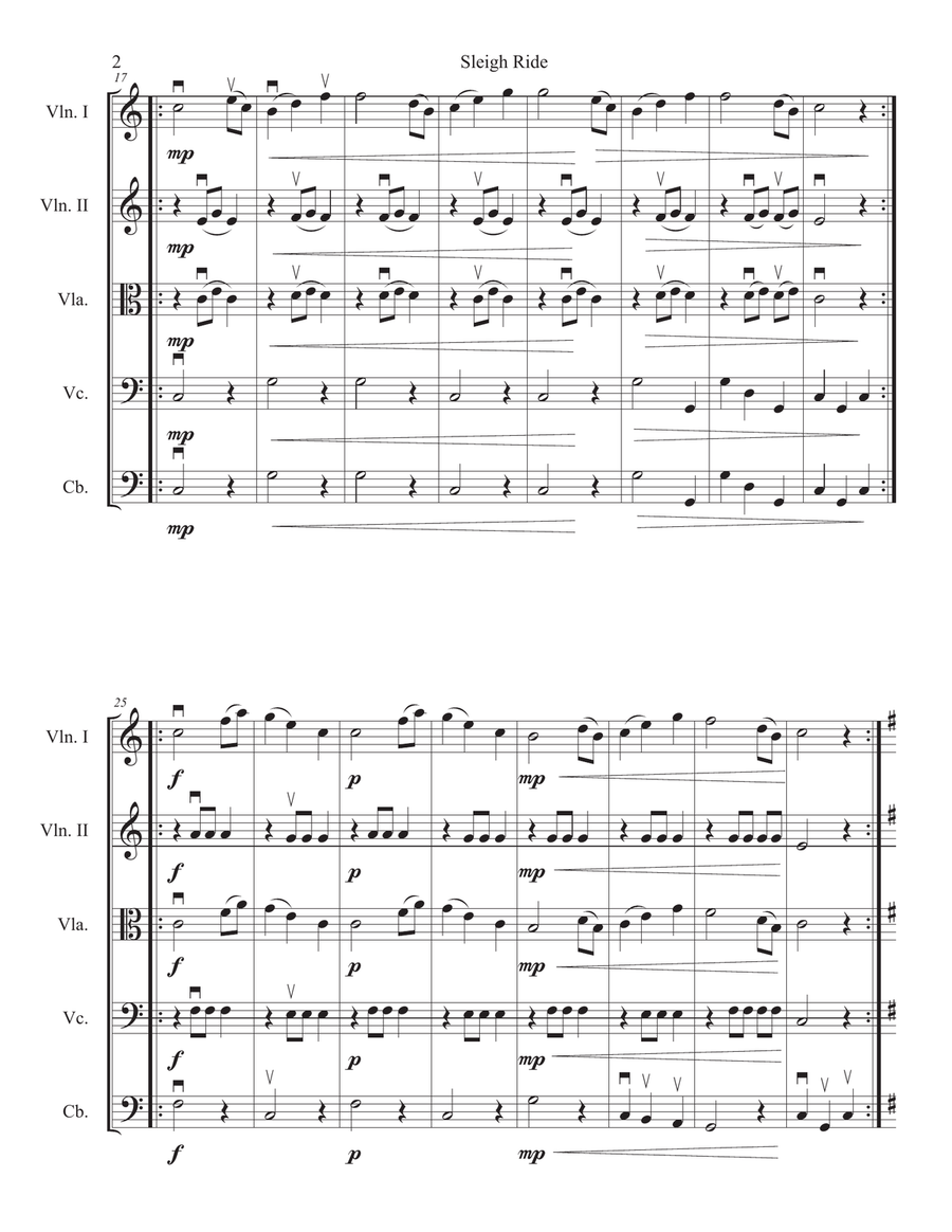 Mozart Sleigh Ride for String Orchestra String Orchestra scores gallery preview page 2