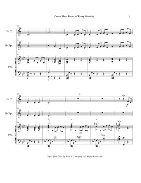 Come Thou Fount of Every Blessing (Trio for Clarinet, Trumpet and Piano) image number null