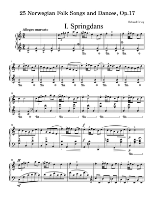 Book cover for 25 Norwegian Folksongs and Dances, Op. 17: I.Springdans