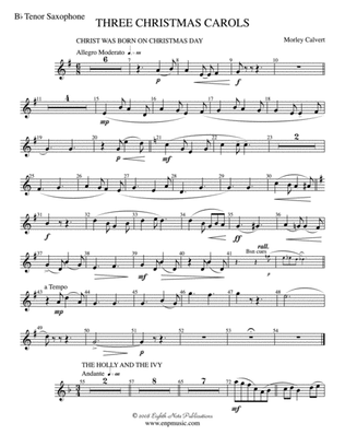 Three Christmas Carols: B-flat Tenor Saxophone