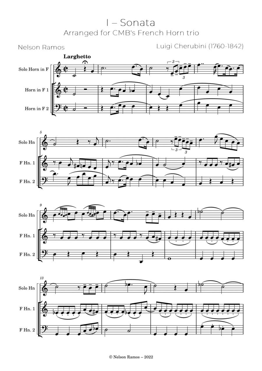 French Horn Sonata I Horn Solo scores gallery preview page 1
