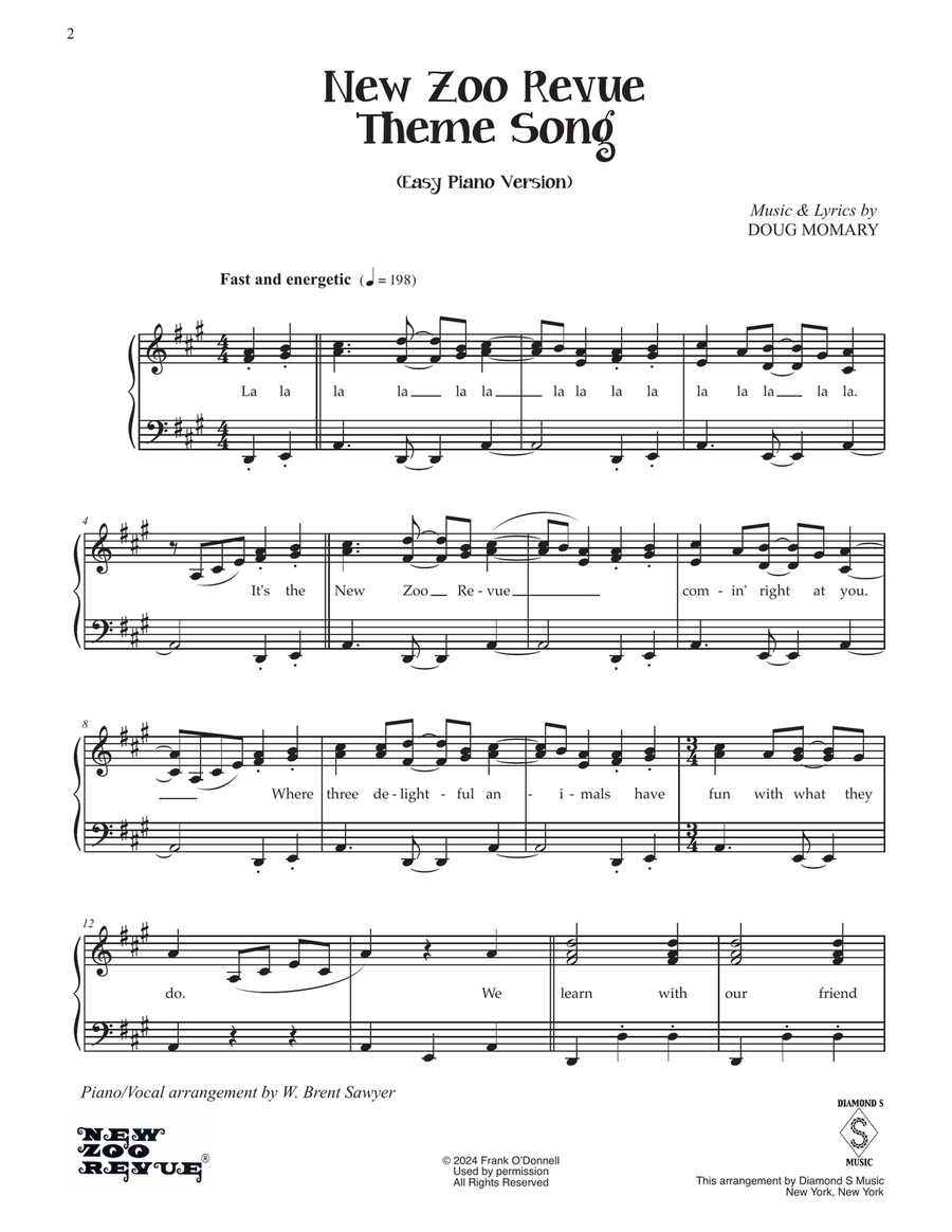 New Zoo Revue Theme Song - Easier Piano Version Voice scores gallery preview page 2