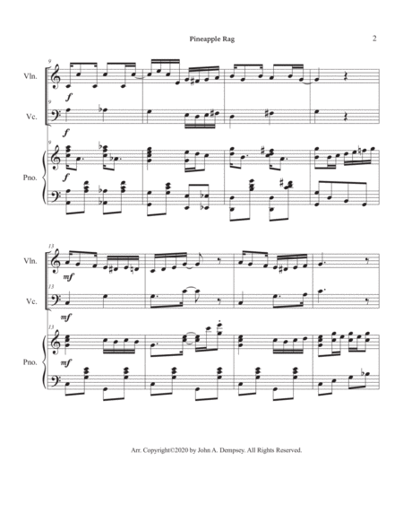 Pineapple Rag (Piano Trio): Violin, Cello and Piano image number null