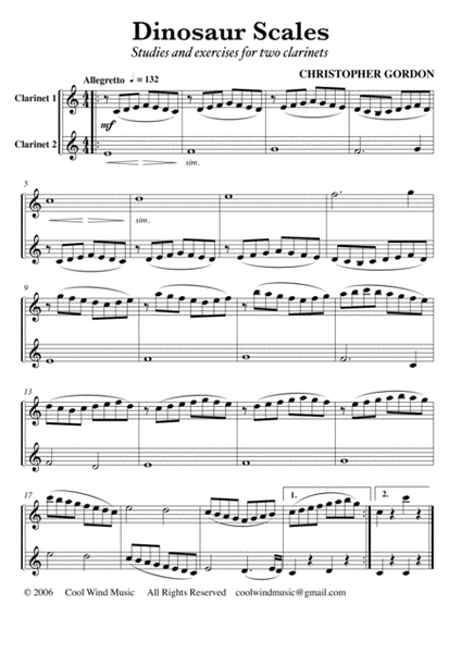 Dinosaur Scales - Studies and Exercises for 2 Clarinets