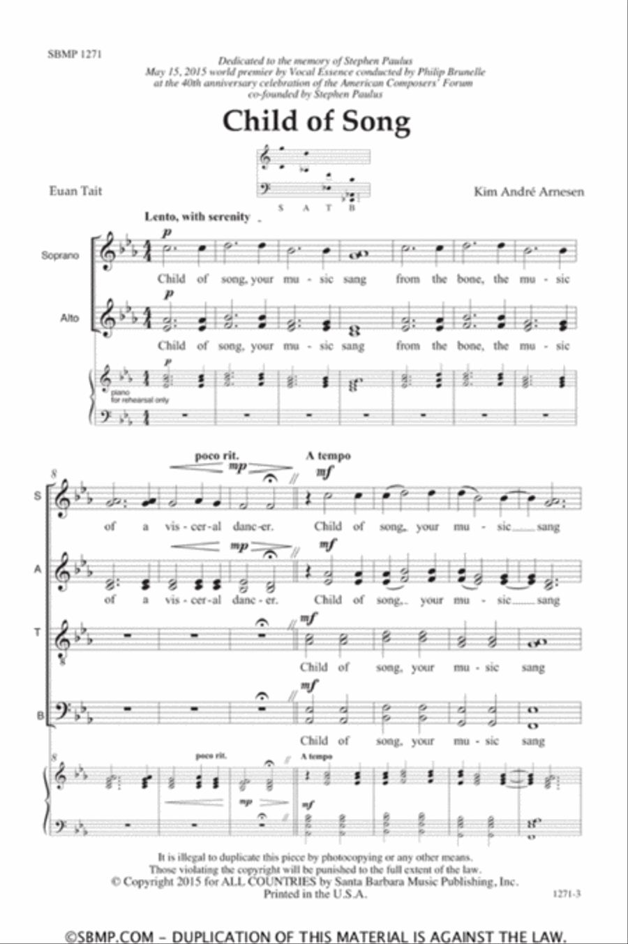 Child of Song - SATB divisi Octavo Divisi scores gallery preview page 2