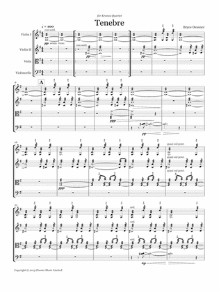 Book cover for Tenebre (String quartet score and parts)