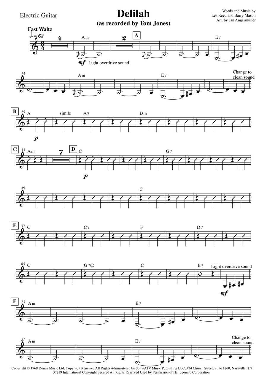 Delilah Guitar Solo scores gallery preview page 1