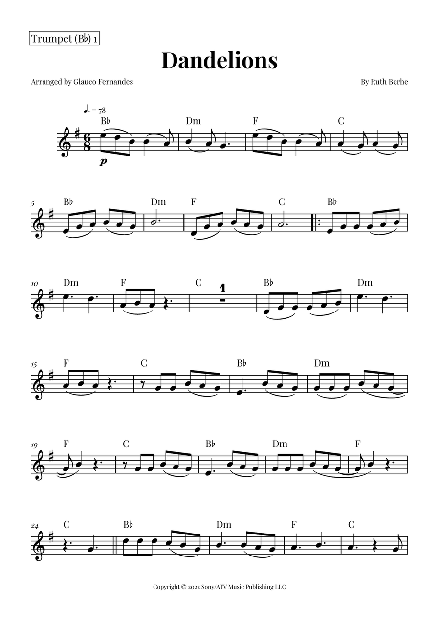 Dandelions Brass Quintet scores gallery preview page 5