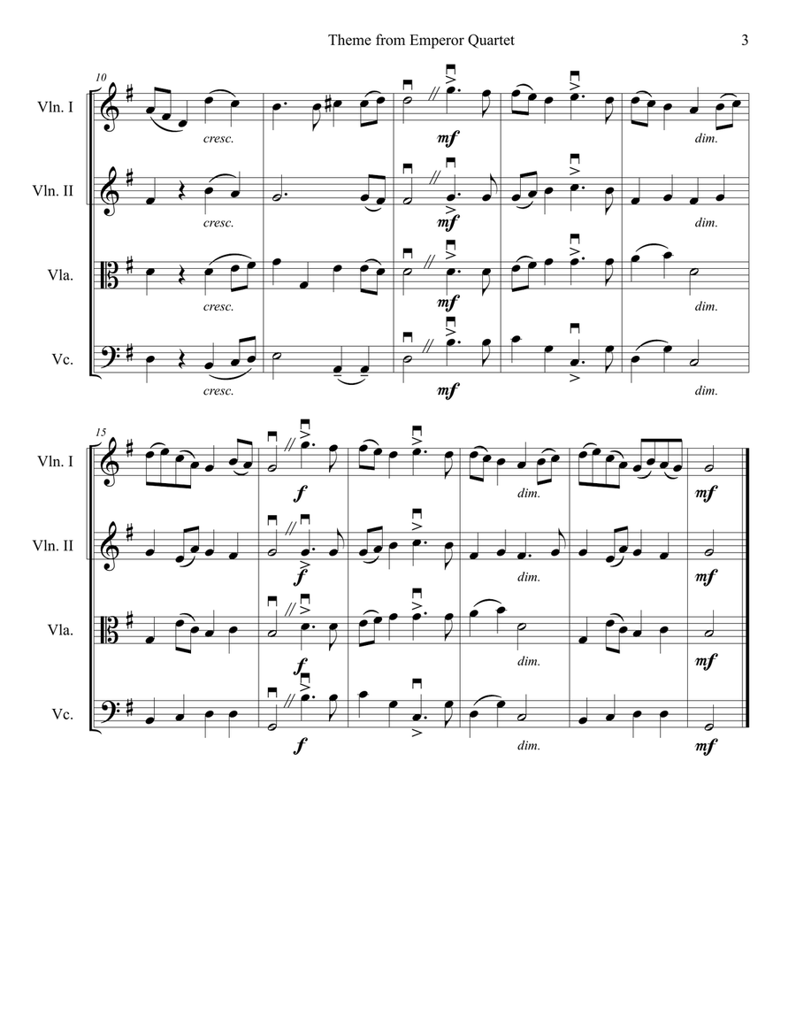 Emperor Quartet Theme String Quartet scores gallery preview page 3