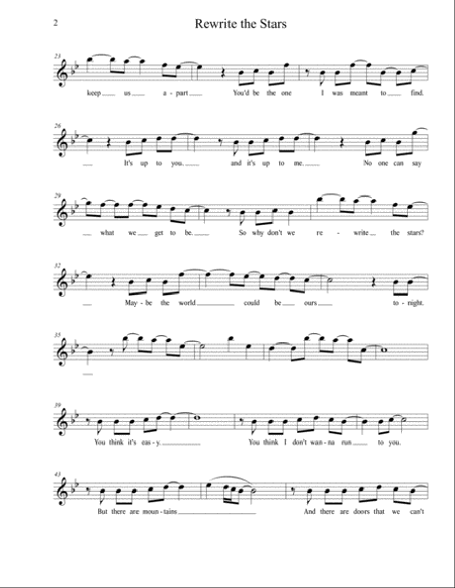 Rewrite The Stars Flute Solo scores gallery preview page 3