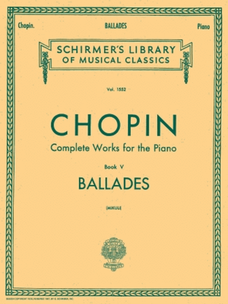 Ballades by Frederic Chopin Piano Solo - Sheet Music