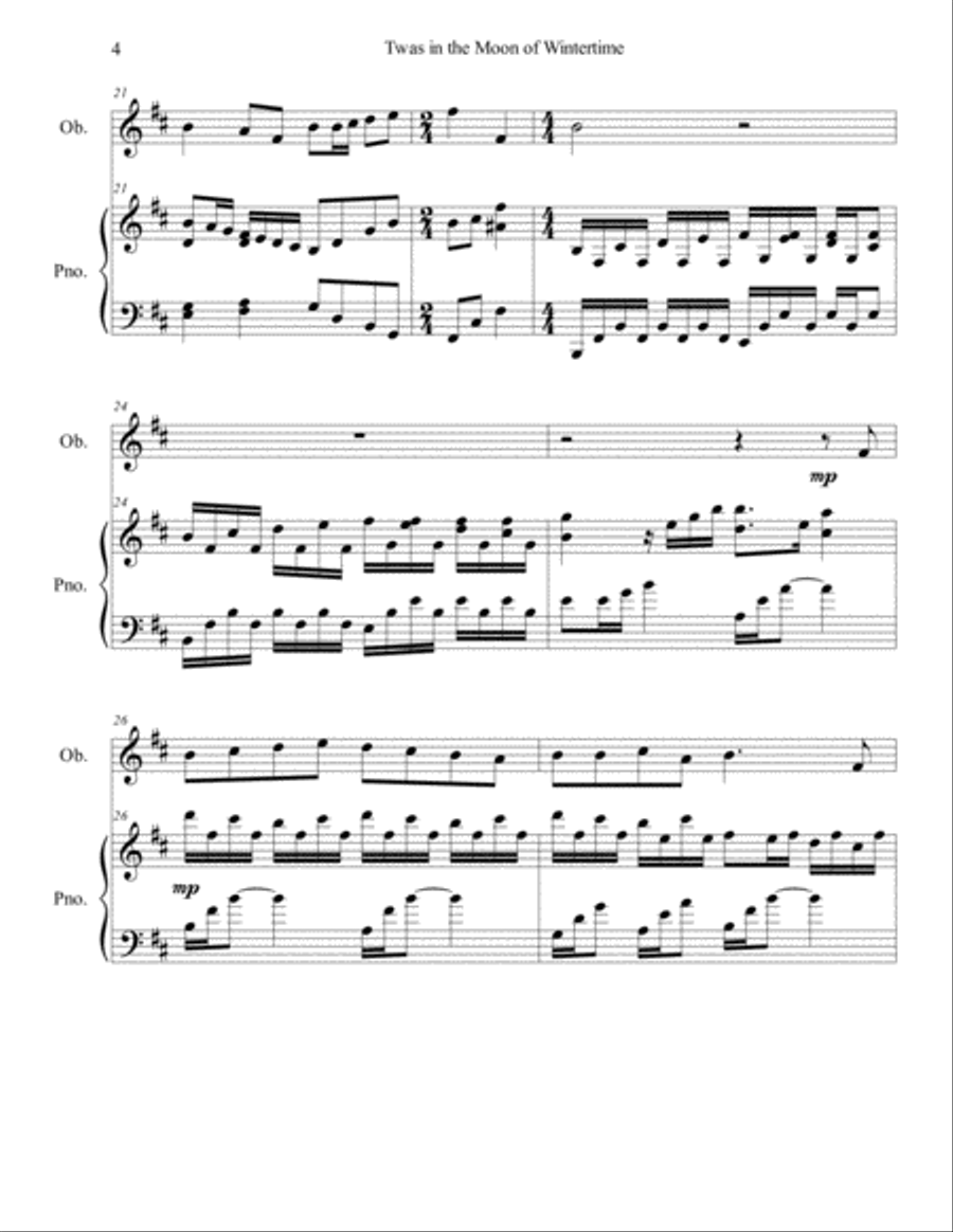 Twas in the Moon of Wintertime/The Huron Carol (oboe/piano), arr. Brenda Portman Piano scores gallery preview page 4