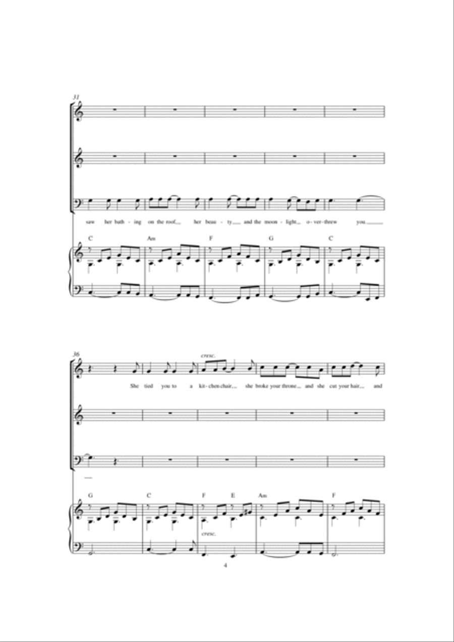 Hallelujah (arr. Jonathan Wikeley) 3-Part scores gallery preview page 4
