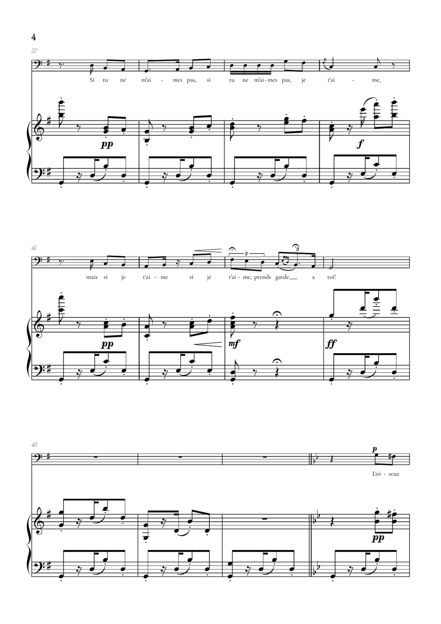Bizet • Habanera from Carmen in G minor [Gm] | bass voice sheet music with piano accompaniment Bass Voice scores gallery preview page 4
