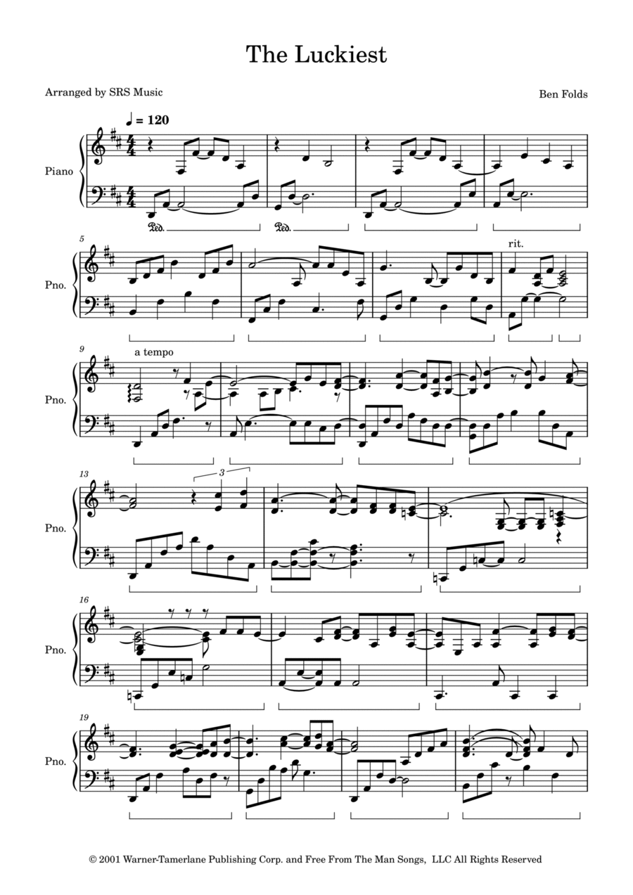 The Luckiest by Ben Folds Piano Solo Digital Sheet Music Sheet