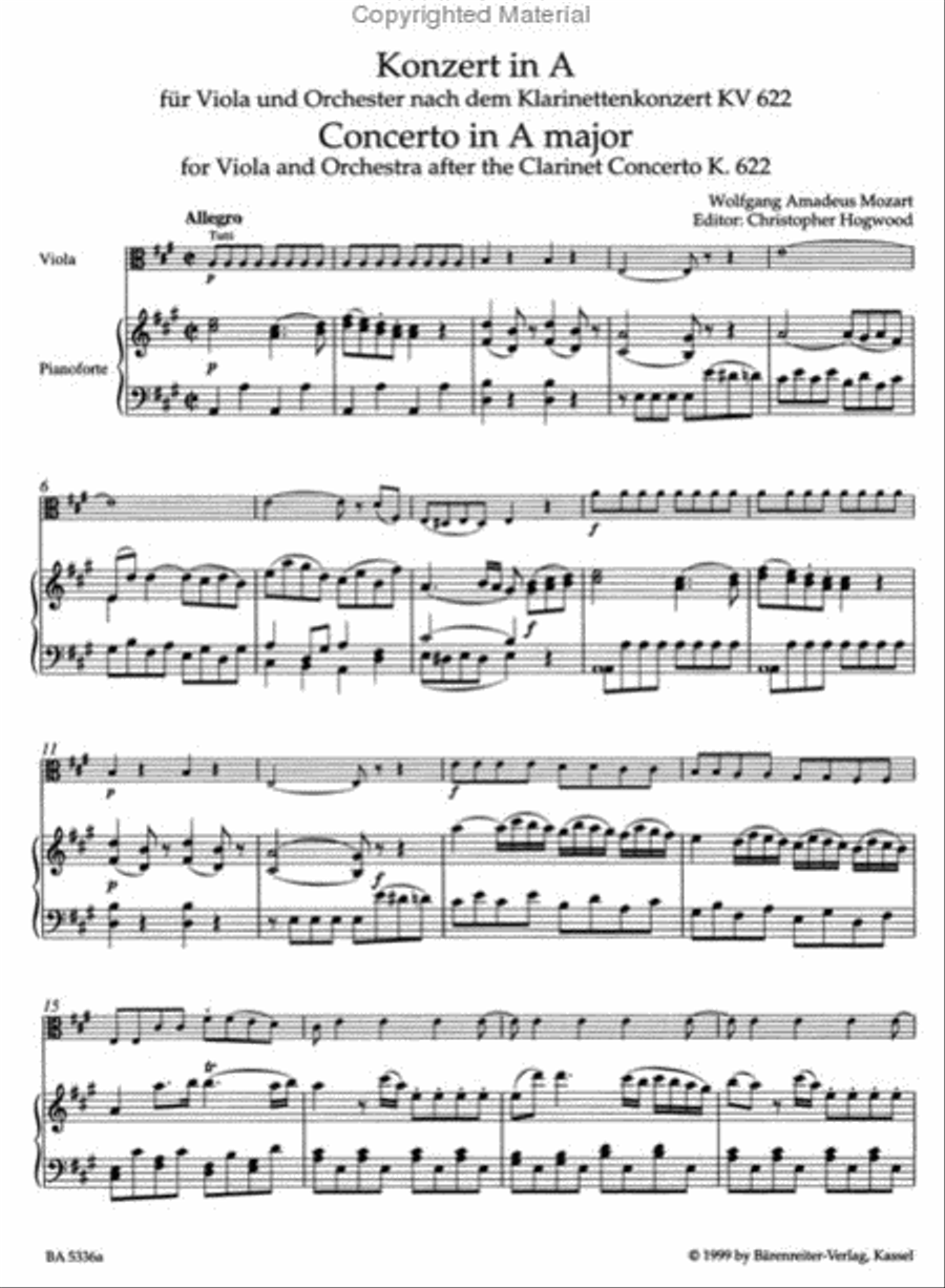 Concerto for Viola and Orchestra A major Clarinet scores gallery preview page 2