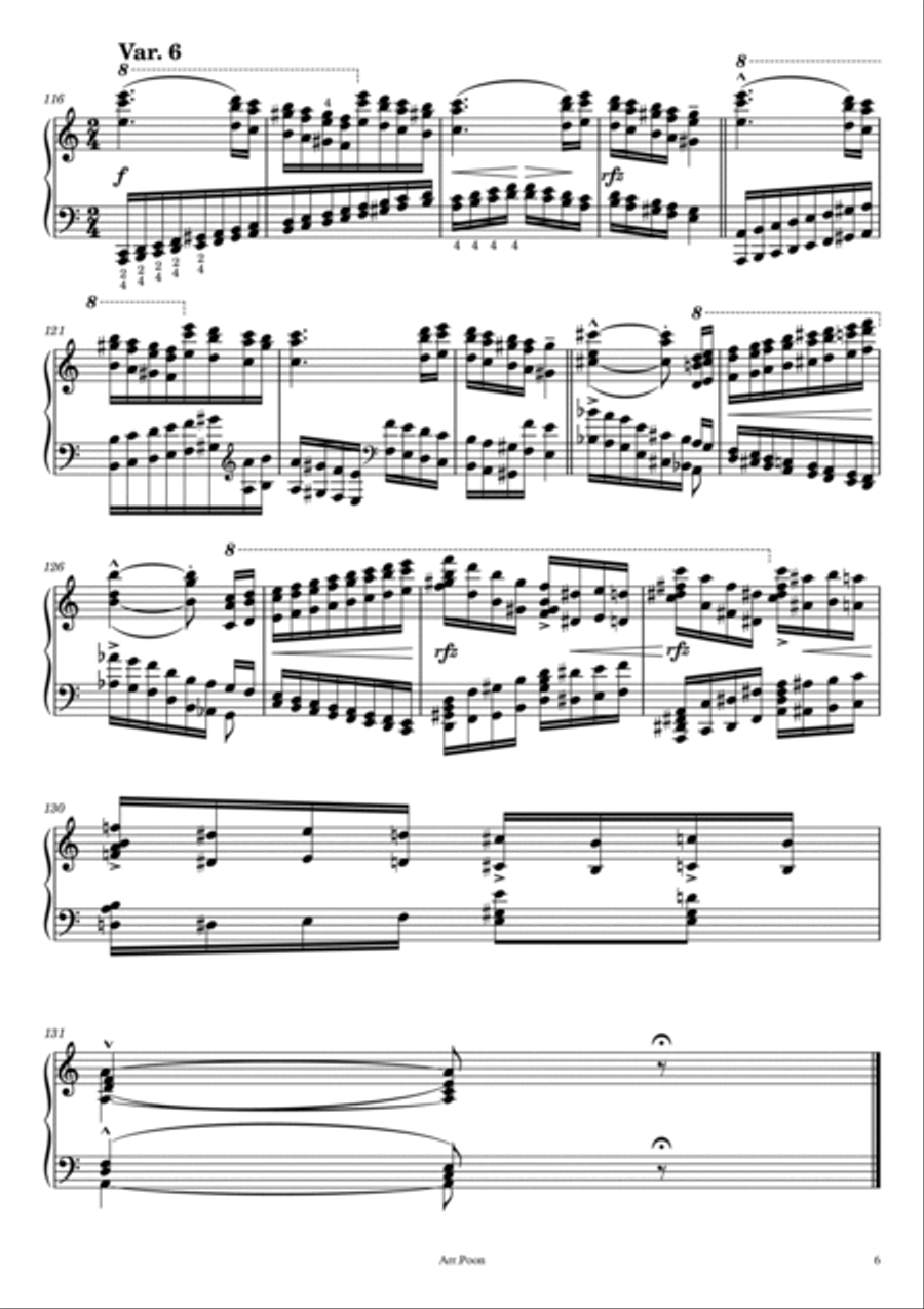 Liszt Grandes études de Paganini S.141 No.6 in A Minor Theme and Variations Original With Fingered Piano Solo scores gallery preview page 6