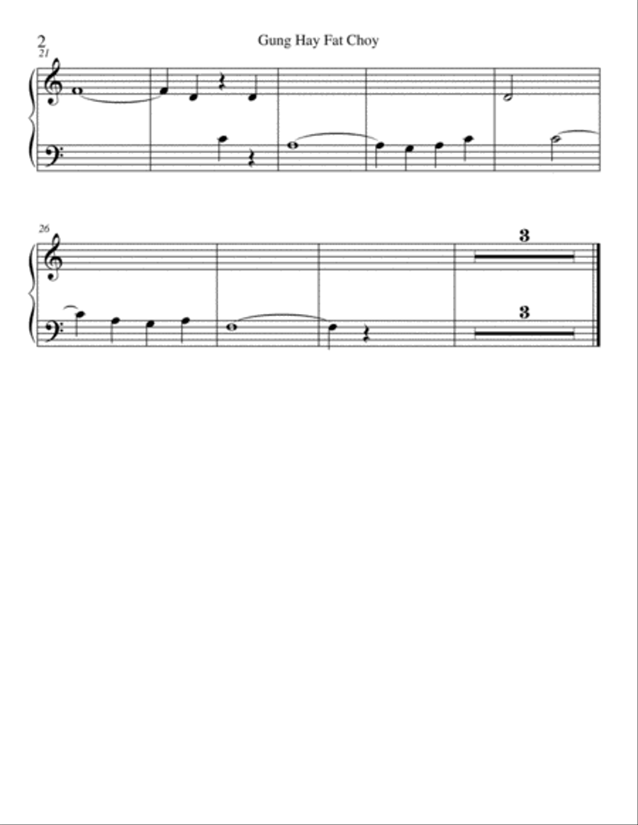 Gung Hay Fat Choy (happy New Year) Easy Piano scores gallery preview page 2
