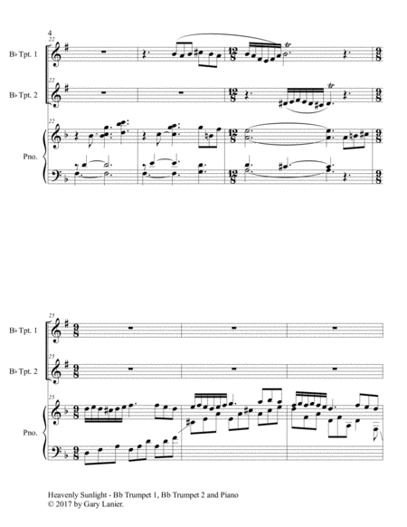HEAVENLY SUNLIGHT (Trio - Bb Trumpet 1, Bb Trumpet 2 & Piano with Score/Parts) image number null