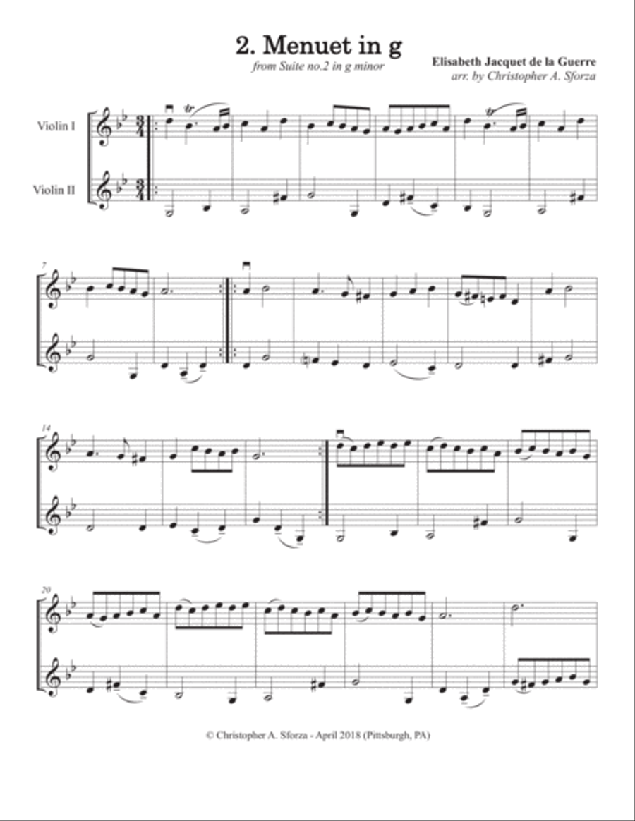 Six Violin Duets after La Guerre String Duet scores gallery preview page 3