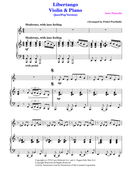 "Libertango" for Violin and Piano image number null