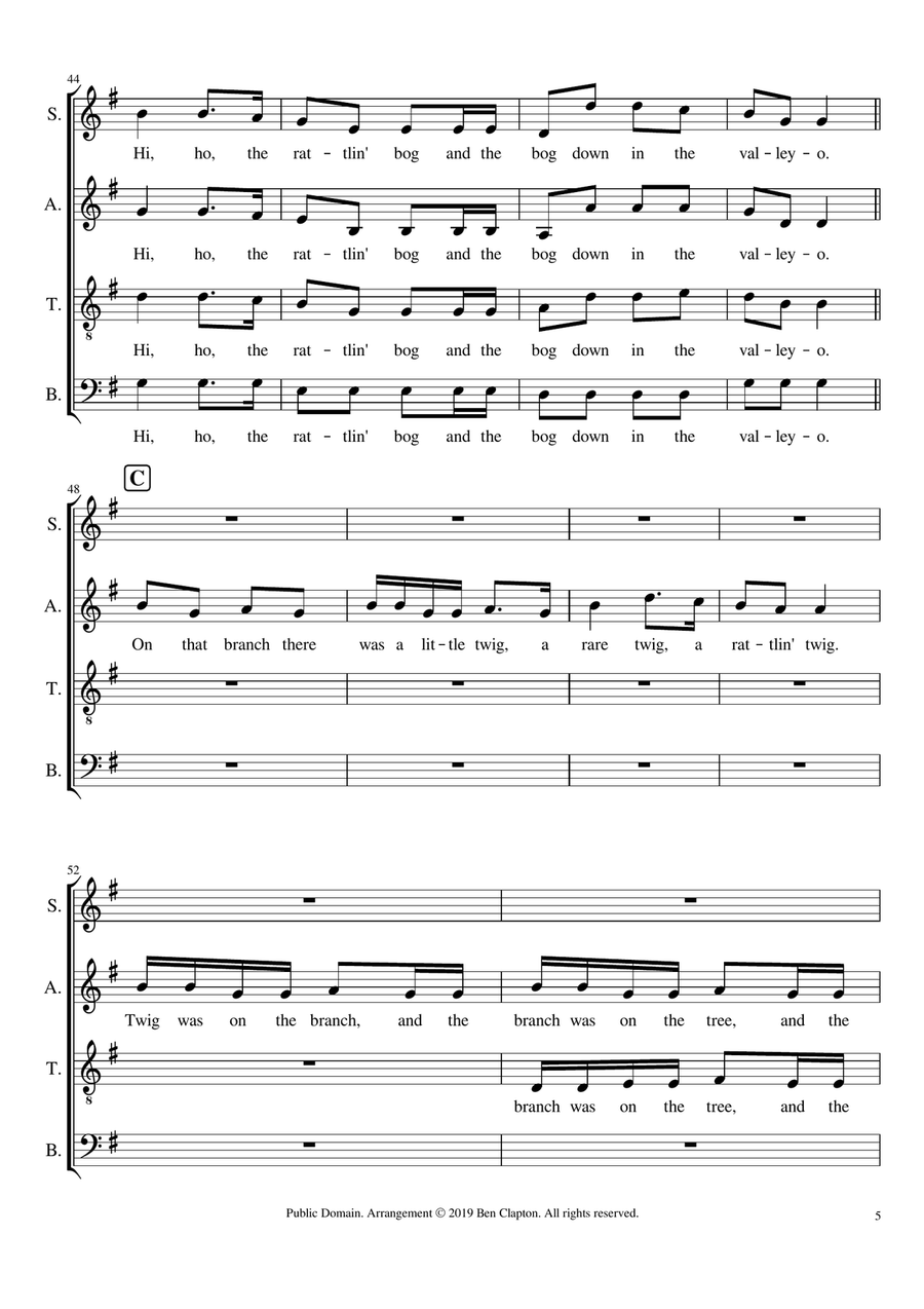 Rattlin' Bog 4-Part scores gallery preview page 5