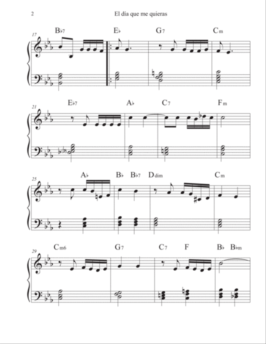 El día que me quieras Easy Piano scores gallery preview page 2