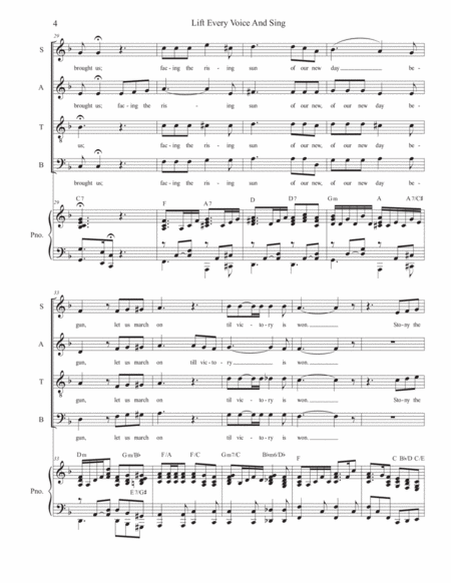 Lift Every Voice And Sing (Vocal Quartet - (SATB) image number null