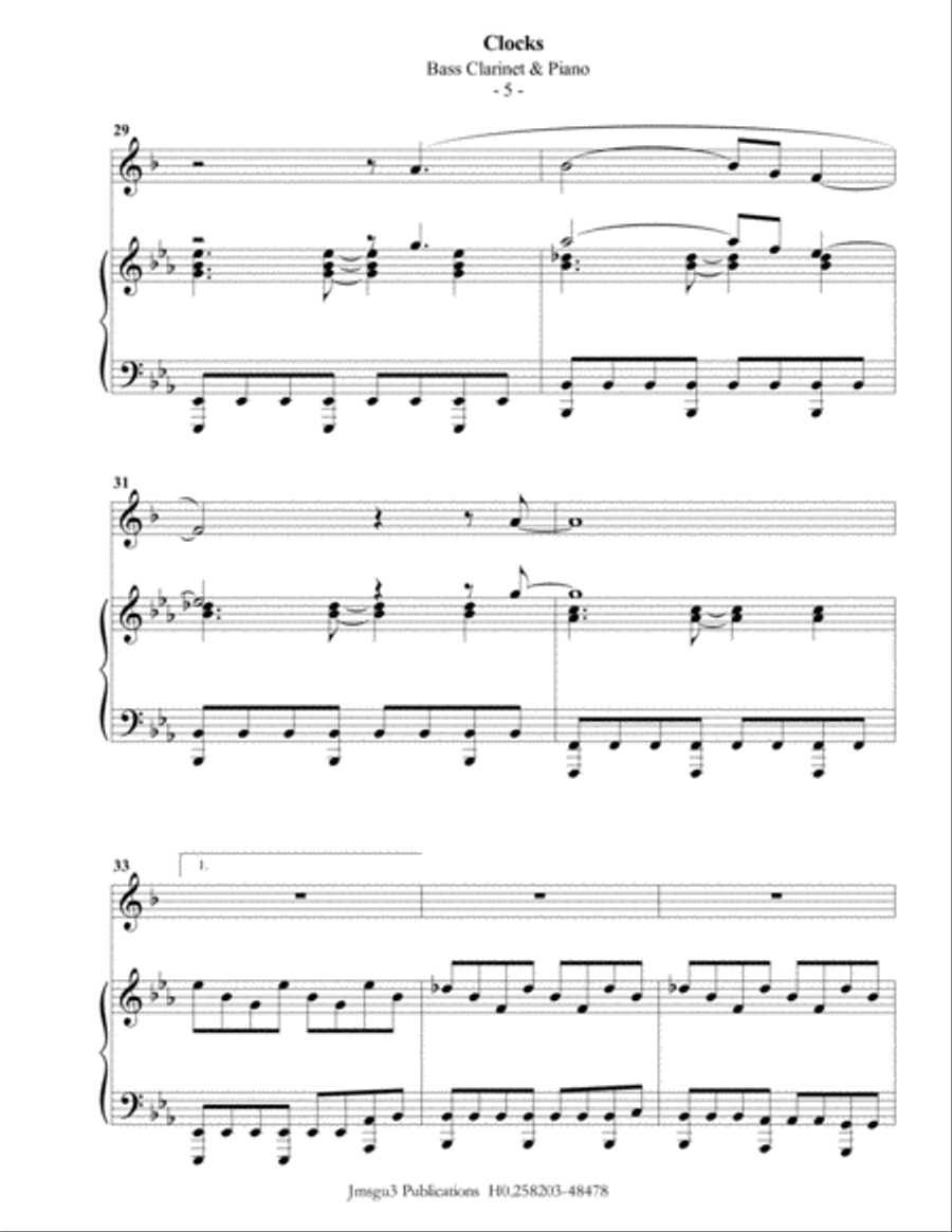 Clocks Bass Clarinet scores gallery preview page 5