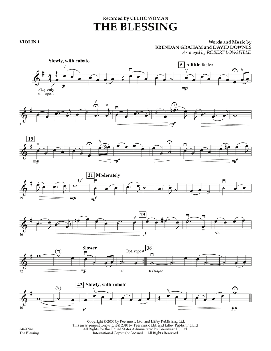 The Blessing - Violin 1 The Blessing - Violin 1 Orchestra scores gallery preview page 1