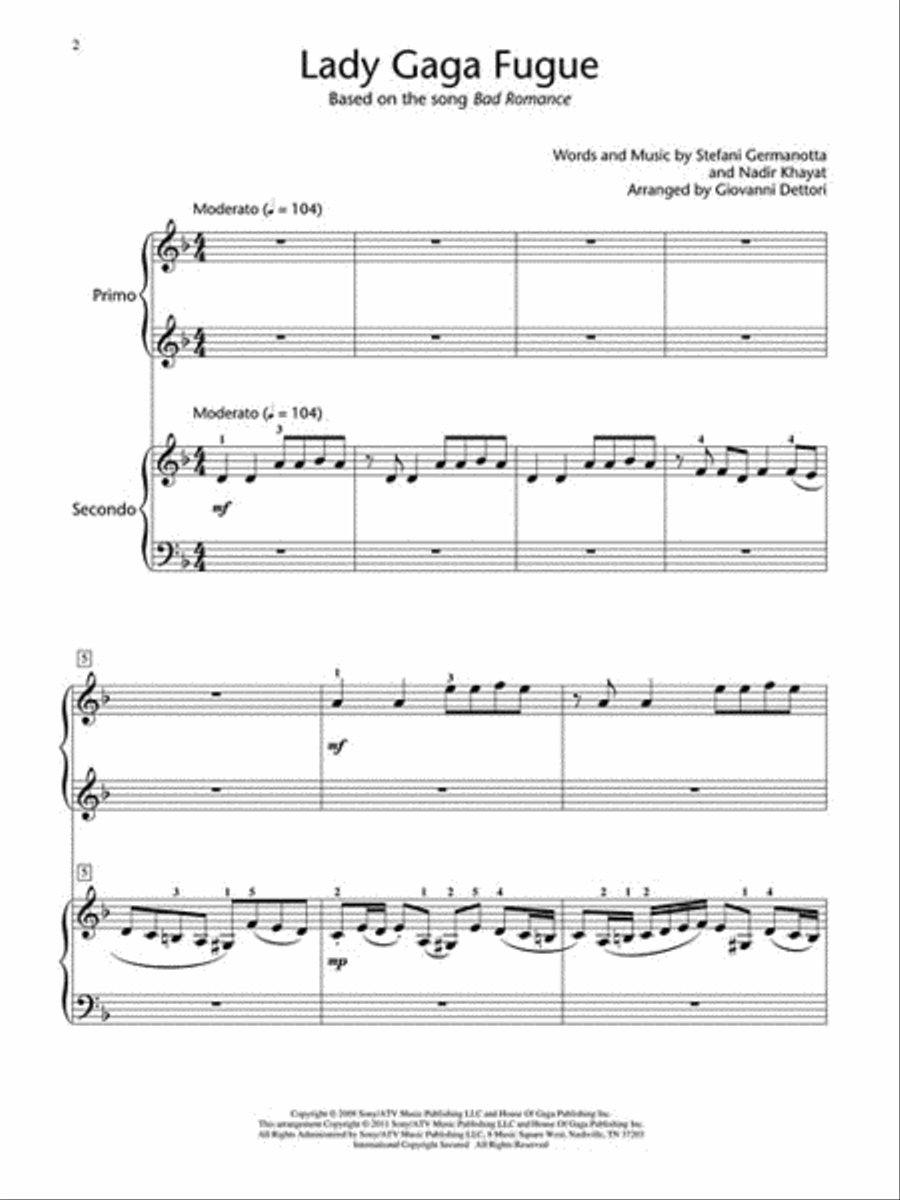 Lady Gaga Fugue Lady Gaga Fugue Piano Method scores gallery preview page 3