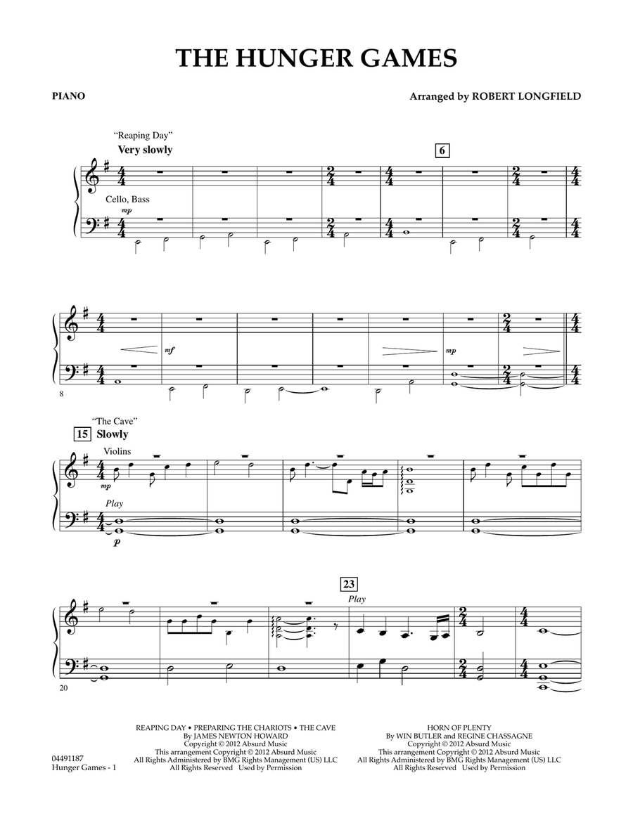 The Hunger Games - Piano Orchestra scores gallery preview page 1