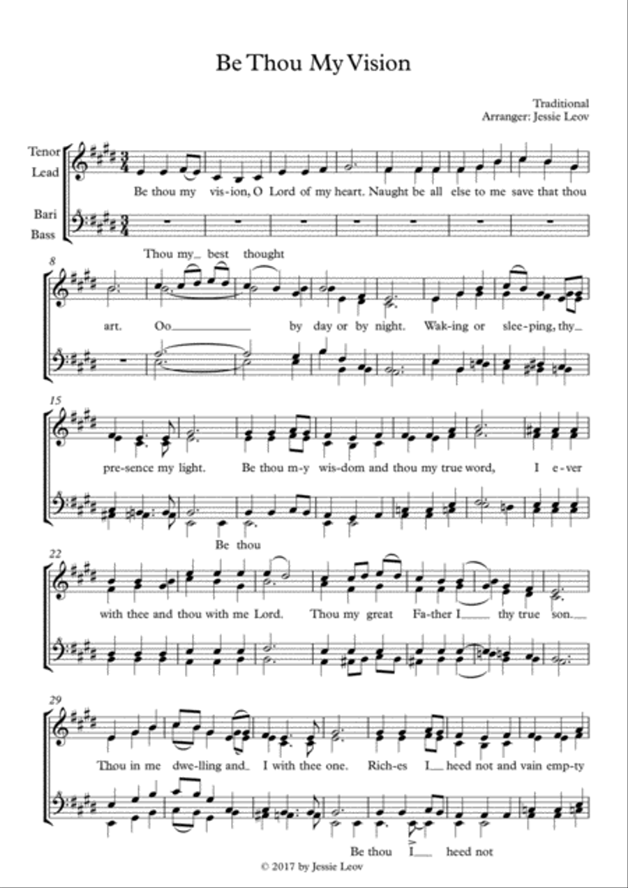 Be Thou My Vision 4-Part scores gallery preview page 1