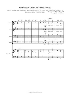 Pachelbel Canon Christmas Medley SATB Choir and piano