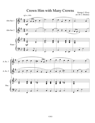 Crown Him with Many Crowns (alto sax duet) with optional piano accompaniment