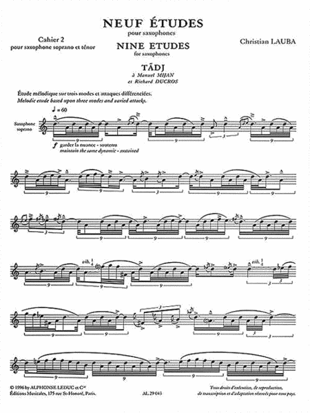 Nine Studies For Saxophones (volume 2)