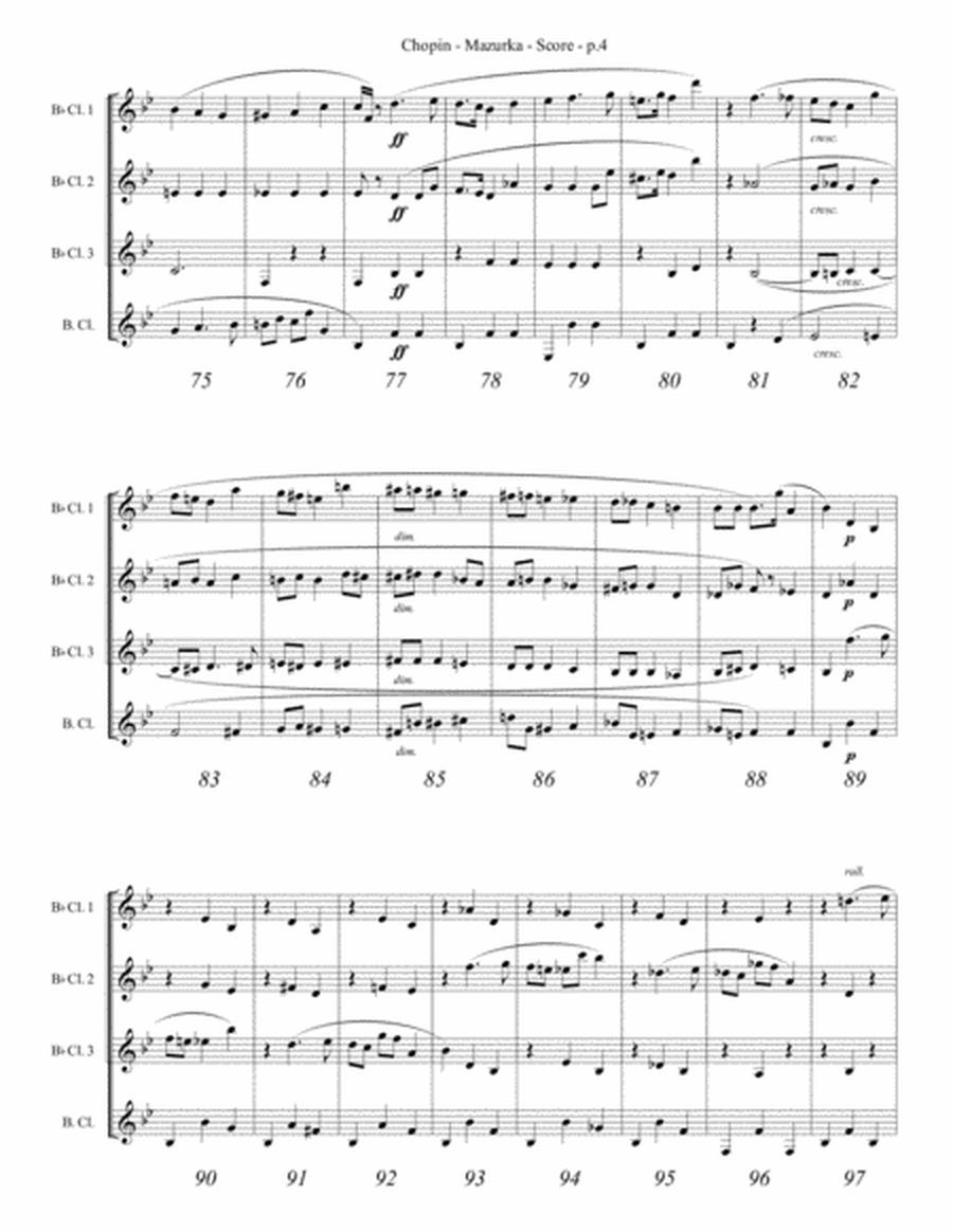 Chopin - Mazurka (clarinet quartet) image number null