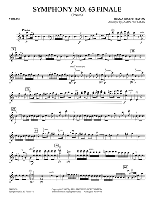 Book cover for Symphony No. 63 Finale (Presto) - Violin 1