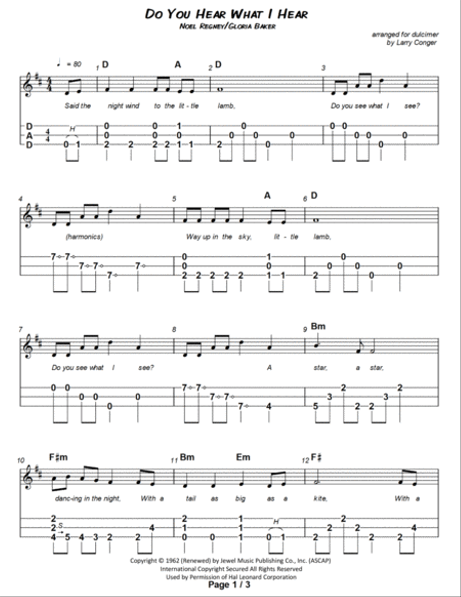 Do You Hear What I Hear Dulcimer scores gallery preview page 2