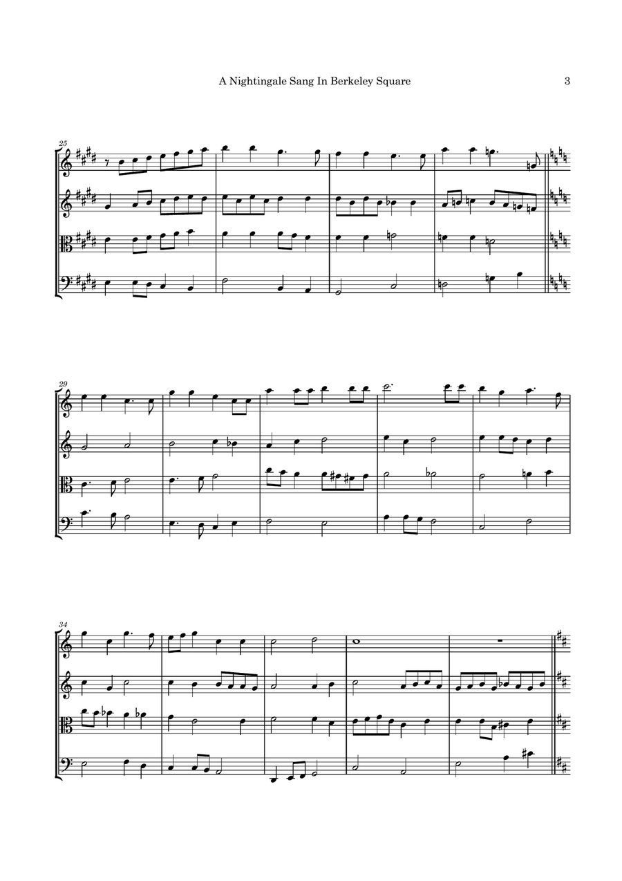 A Nightingale Sang In Berkeley Square String Quartet scores gallery preview page 6