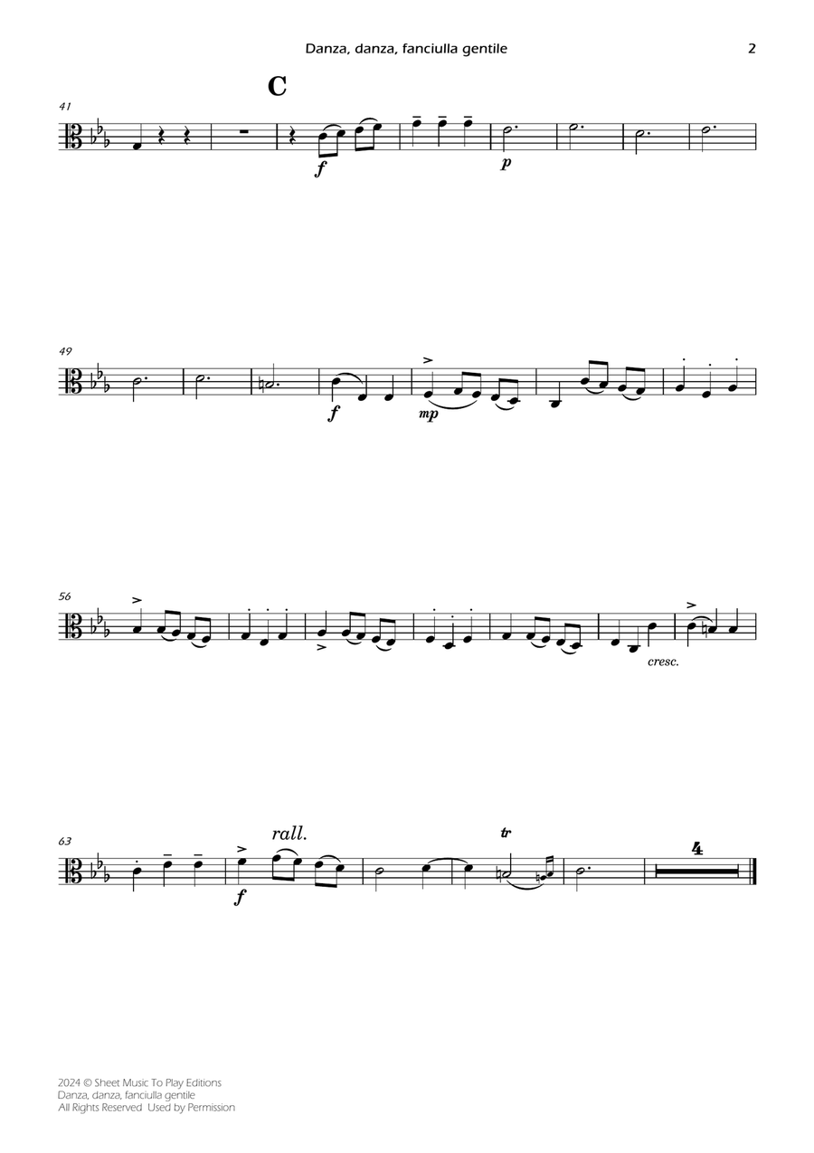 Danza, danza, fanciulla gentile - Viola and Piano (Individual Parts) Piano scores gallery preview page 2