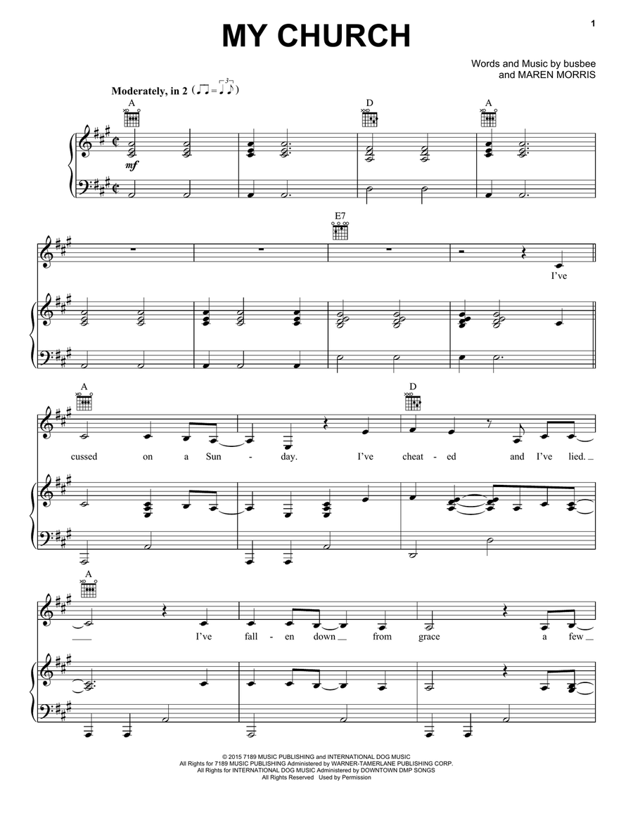 My Church My Church Piano, Vocal, Guitar scores gallery preview page 1